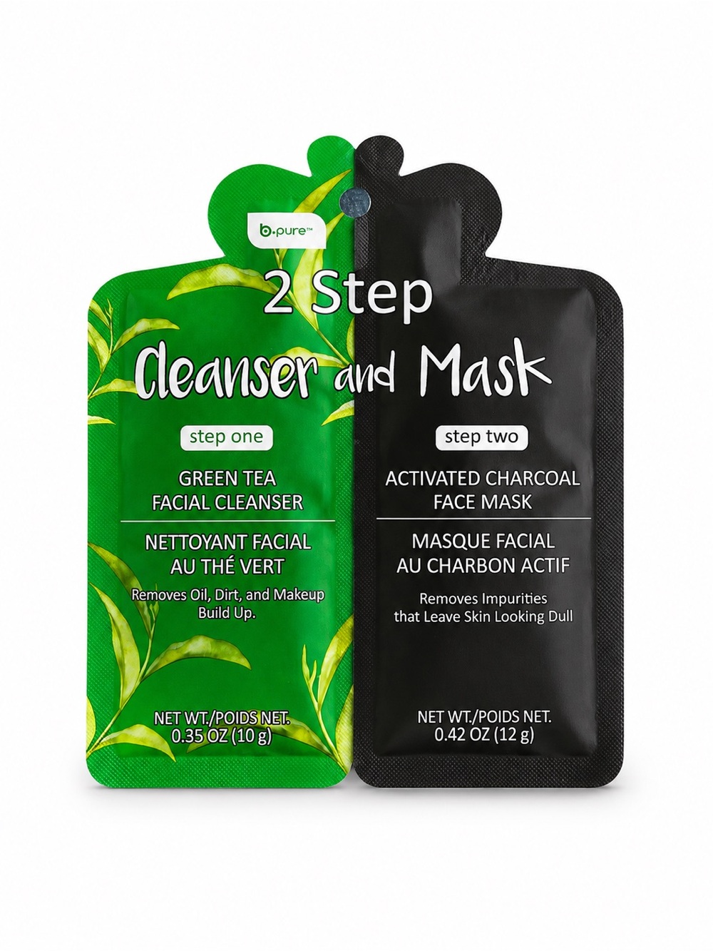 B Pure 2 Two Step Green Tea Facial Cleanser & 10 Minute Activated Charcoal Mask